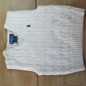Polo by Ralph Lauren boys sweater vest,  size 2/2T, white/cream, cable knit